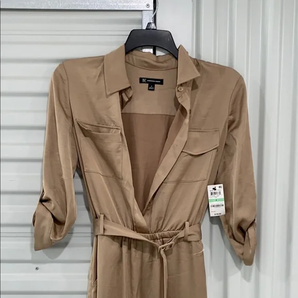 INC International Concepts Tan Jumpsuit with Collared Neckline - Picture 8 of 14
